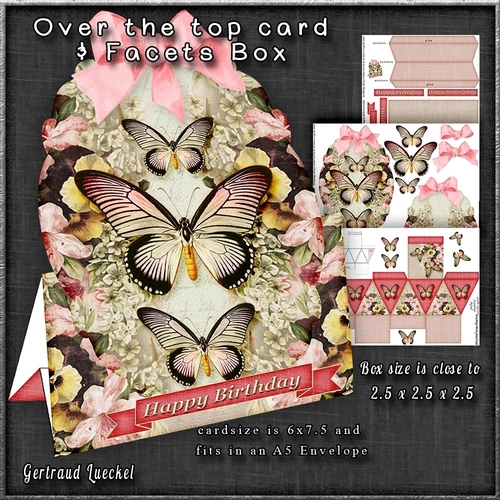Over The Top Card and Facets Box Butterflies and Flowers 1268