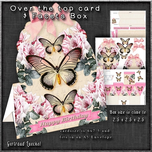 Over The Top Card and Facets Box Butterflies and Flowers 1269