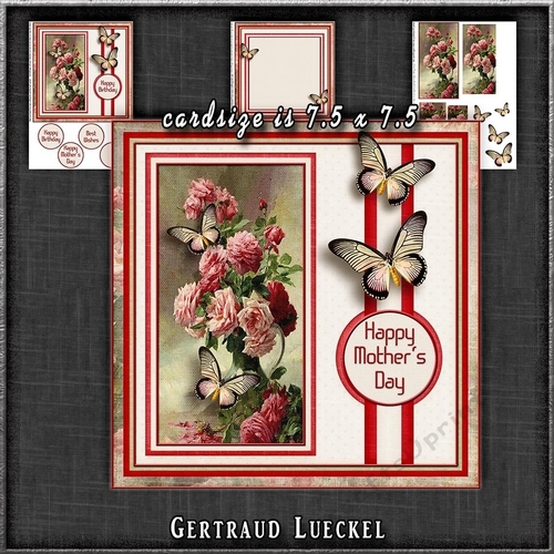 Vintage Card Topper Red Fantasy 1270