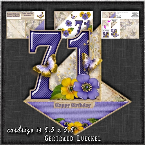 Vintage Easel 71th Birthday Card Kit 1179