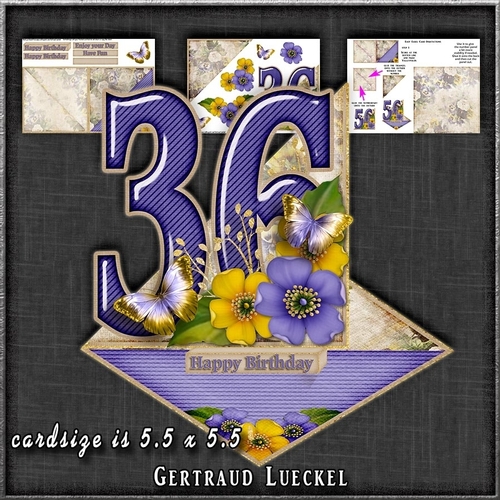 Vintage Easel 36th Birthday Card Kit 1179