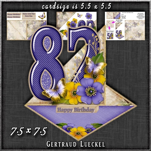 Vintage Easel 82th Birthday Card Kit 1179