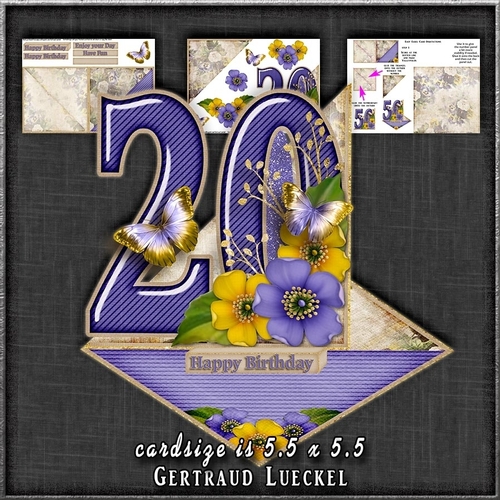Vintage Easel 20th Birthday Card Kit 1179