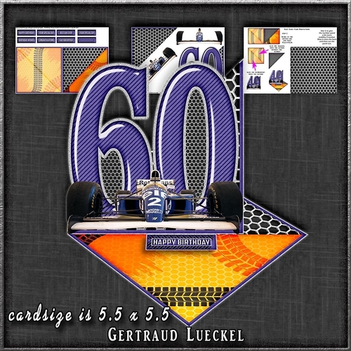 Vintage Easel 60th formula one Birthday Card Kit 1179
