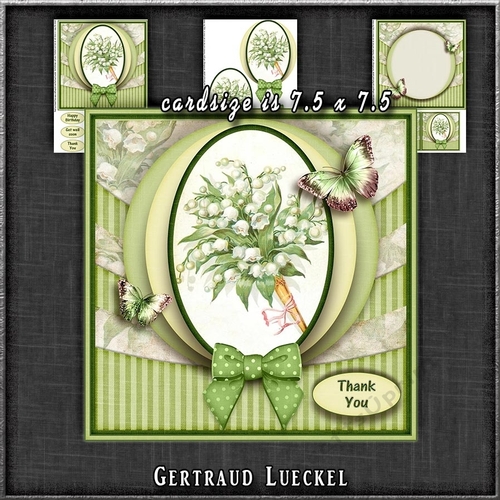 Vintage Flowers With A Bow Green 1287