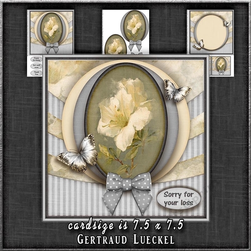Vintage Flowers With A Bow Grey 1288