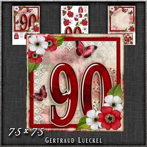 Vintage Birthday 90th Card Topper Kit 1186