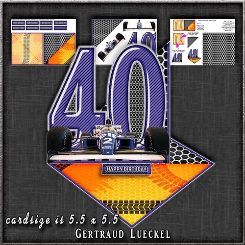 Vintage Easel 40th formula one Birthday Card Kit 1179