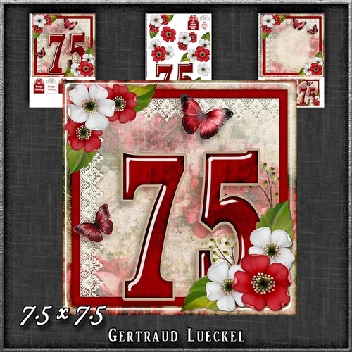 Vintage Birthday 75th Card Topper Kit 1186