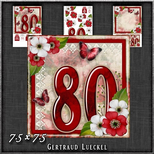 Vintage Birthday 80th Card Topper Kit 1186