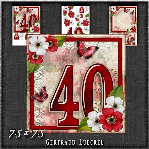 Vintage Birthday 40th Card Topper Kit 1186