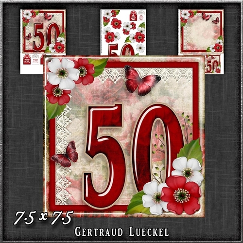 Vintage Birthday 50th Card Topper Kit 1186