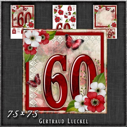 Vintage Birthday 60th Card Topper Kit 1186