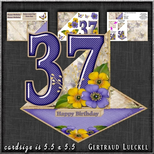 Vintage Easel 37th Birthday Card Kit 1179