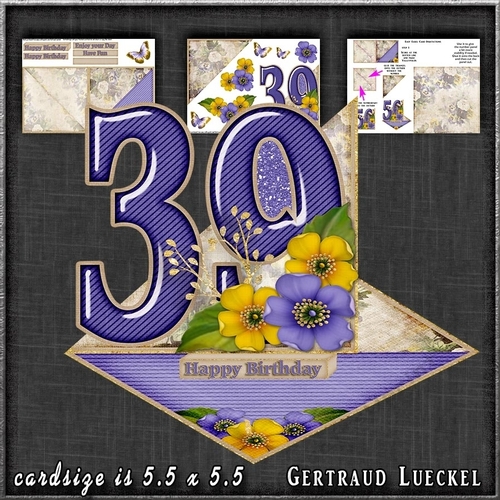 Vintage Easel 39th Birthday Card Kit 1179