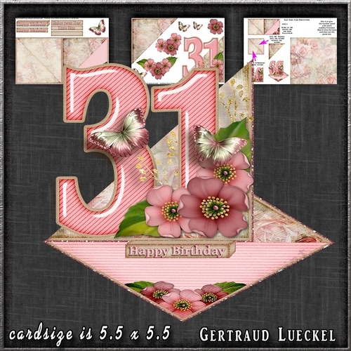 Vintage Easel 31th Birthday Card Kit 1178