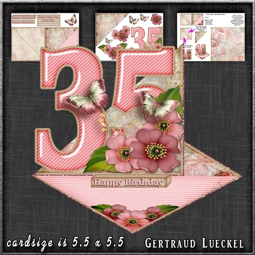 Vintage Easel 35th Birthday Card Kit 1178