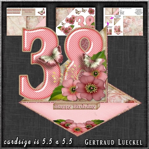 Vintage Easel 38th Birthday Card Kit 1178