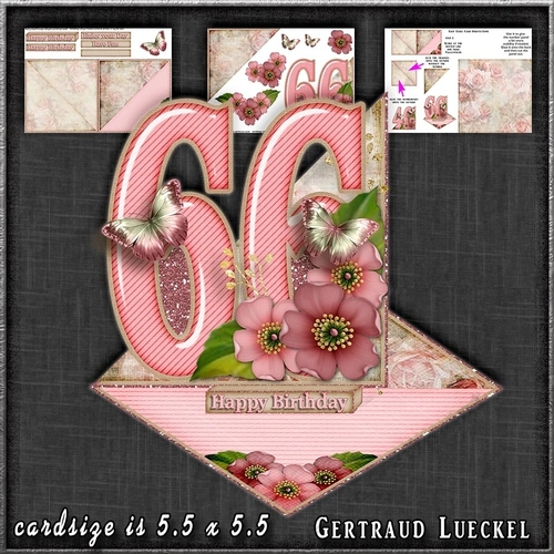 Vintage Easel 66th Birthday Card Kit 1178