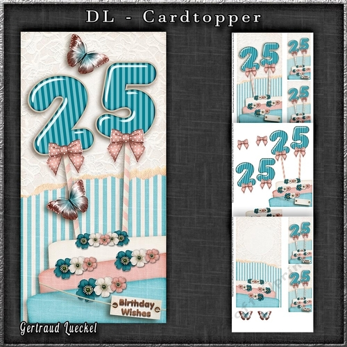 Vintage DL 25th Birthday Topper Cardkit 1294