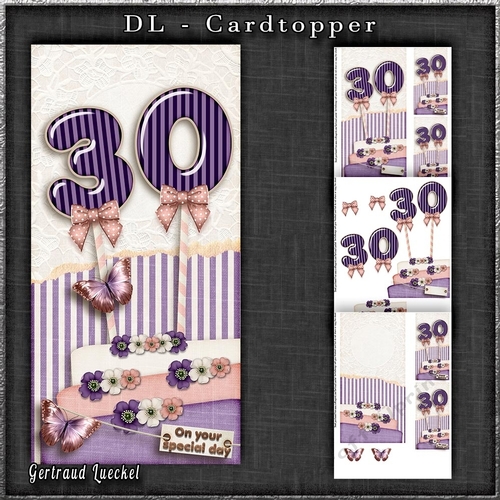 Vintage DL 30th Birthday Topper Cardkit 1294