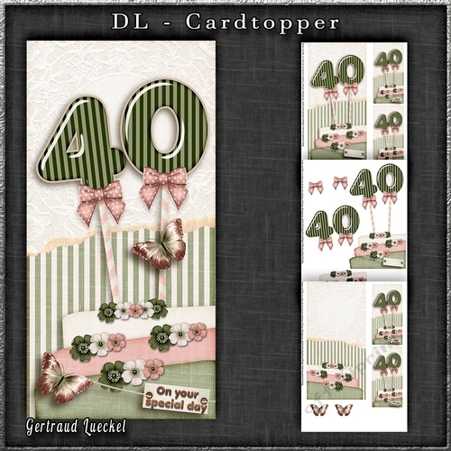 Vintage DL 40th Birthday Topper Cardkit 1294