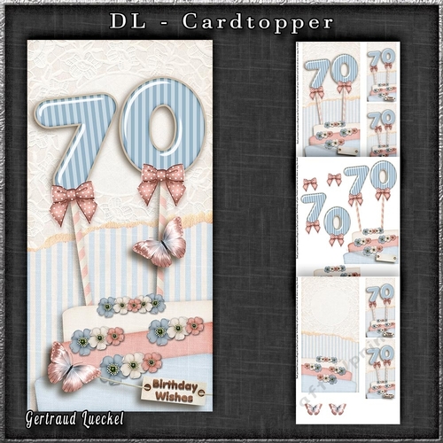Vintage DL 70th Birthday Topper Cardkit 1294