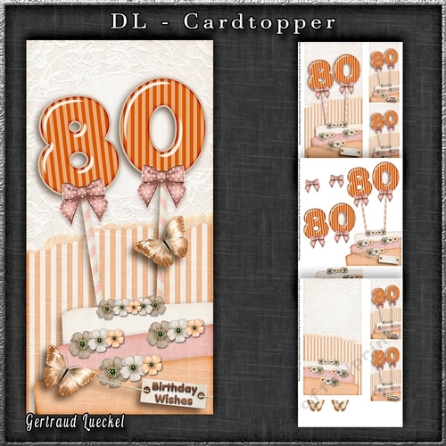 Vintage DL 80th Birthday Topper Cardkit 1294