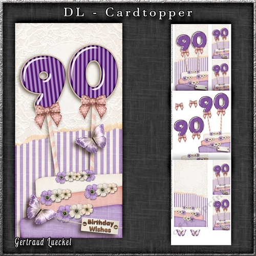 Vintage DL 90th Birthday Topper Cardkit 1294