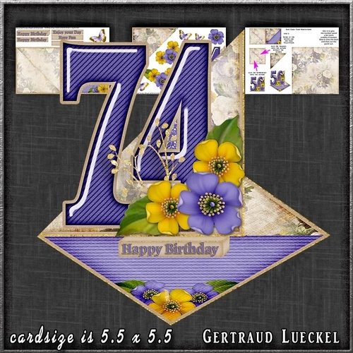 Vintage Easel 74th Birthday Card Kit 1179