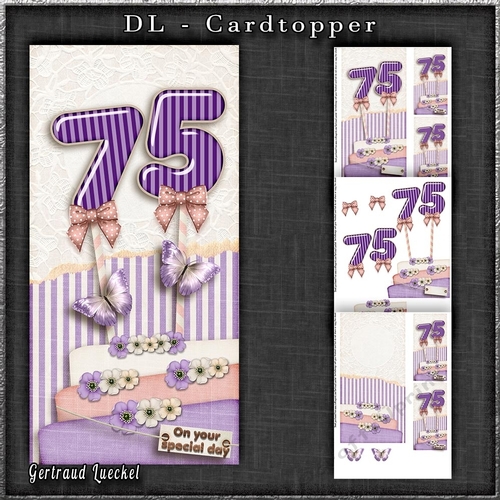 Vintage DL 75th Birthday Topper Cardkit 1294