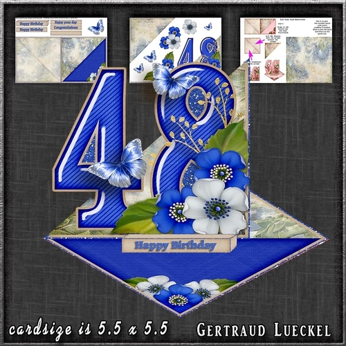 Vintage Easel 48th Birthday Card Kit Sapphire 1178