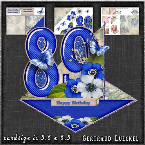 Vintage Easel 89th Birthday Card Kit Sapphire 1178