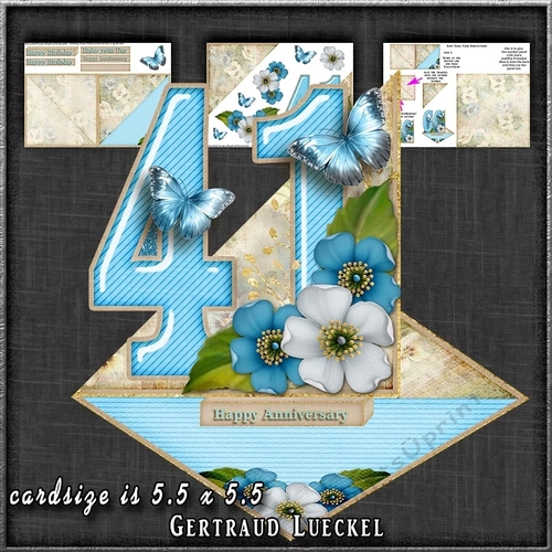 Vintage Easel 41th Anniversary Birthday Card Kit 1179