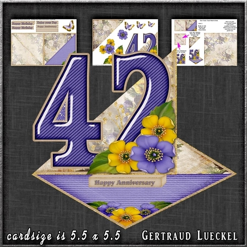 Vintage Easel 42th Anniversary Birthday Card Kit 1179