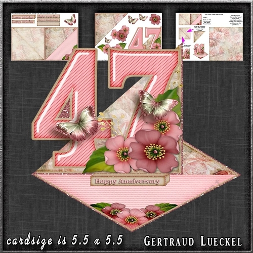 Vintage Easel 47th Anniversary Birthday Card Kit 1178