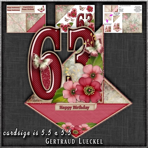 Vintage Easel 63th Anniversary Birthday Card Kit 1178