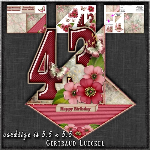 Vintage Easel 43th Anniversary Birthday Card Kit 1178