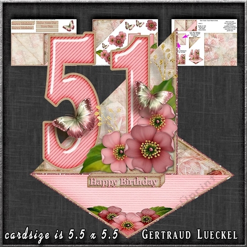 Vintage Easel 51th Anniversary Birthday Card Kit 1178