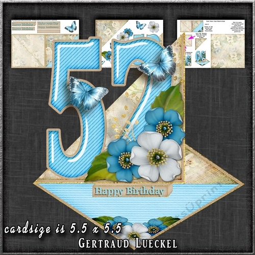 Vintage Easel 52th Anniversary Birthday Card Kit 1178