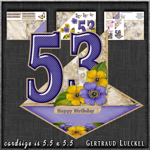 Vintage Easel 53th Anniversary Birthday Card Kit 1178