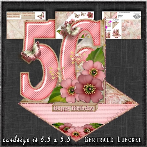 Vintage Easel 56th Anniversary Birthday 56 Card Kit 1178