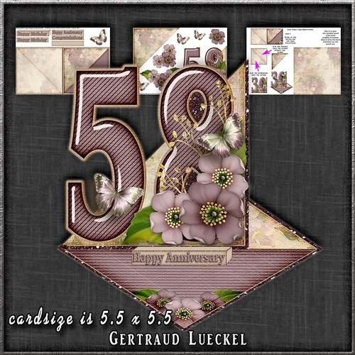 Vintage Easel 58th Anniversary Birthday Card Kit 1177