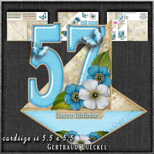 Vintage Easel 57th Anniversary Birthday 57 Card Kit 1180