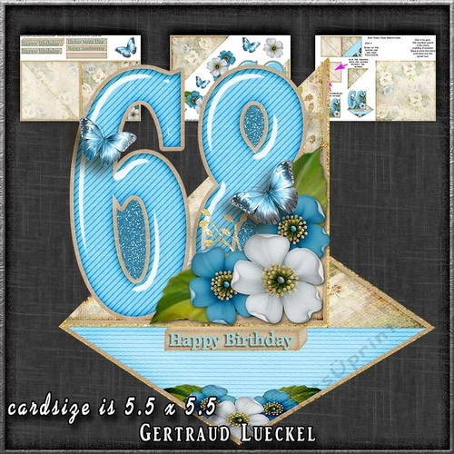 Vintage Easel 68th Anniversary Birthday Card Kit 1180
