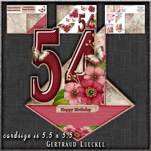 Vintage Easel 54th Anniversary Birthday 54 Card Kit 1178