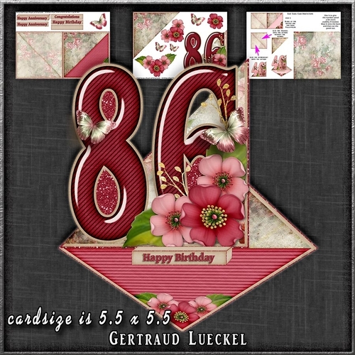 Vintage Easel 86th Anniversary Birthday 86 Card Kit 1178