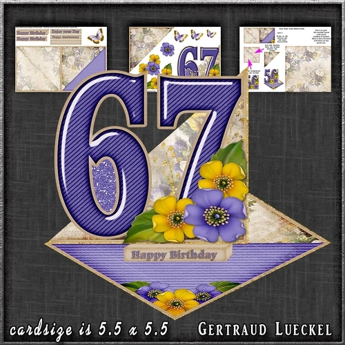 Vintage Easel 67th Anniversary Birthday Card Kit 1179