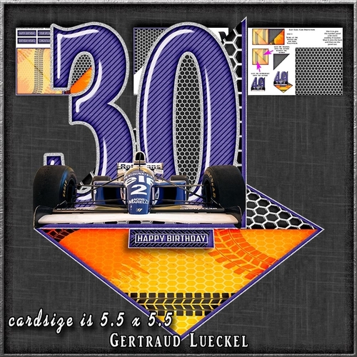 Vintage Easel 30th Formula One Birthday Card Kit 1179