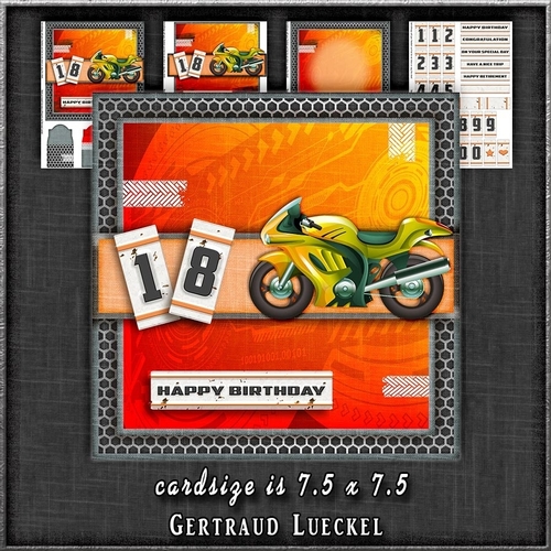 Motorbike Fan Card Topper Card Kit 1297 red